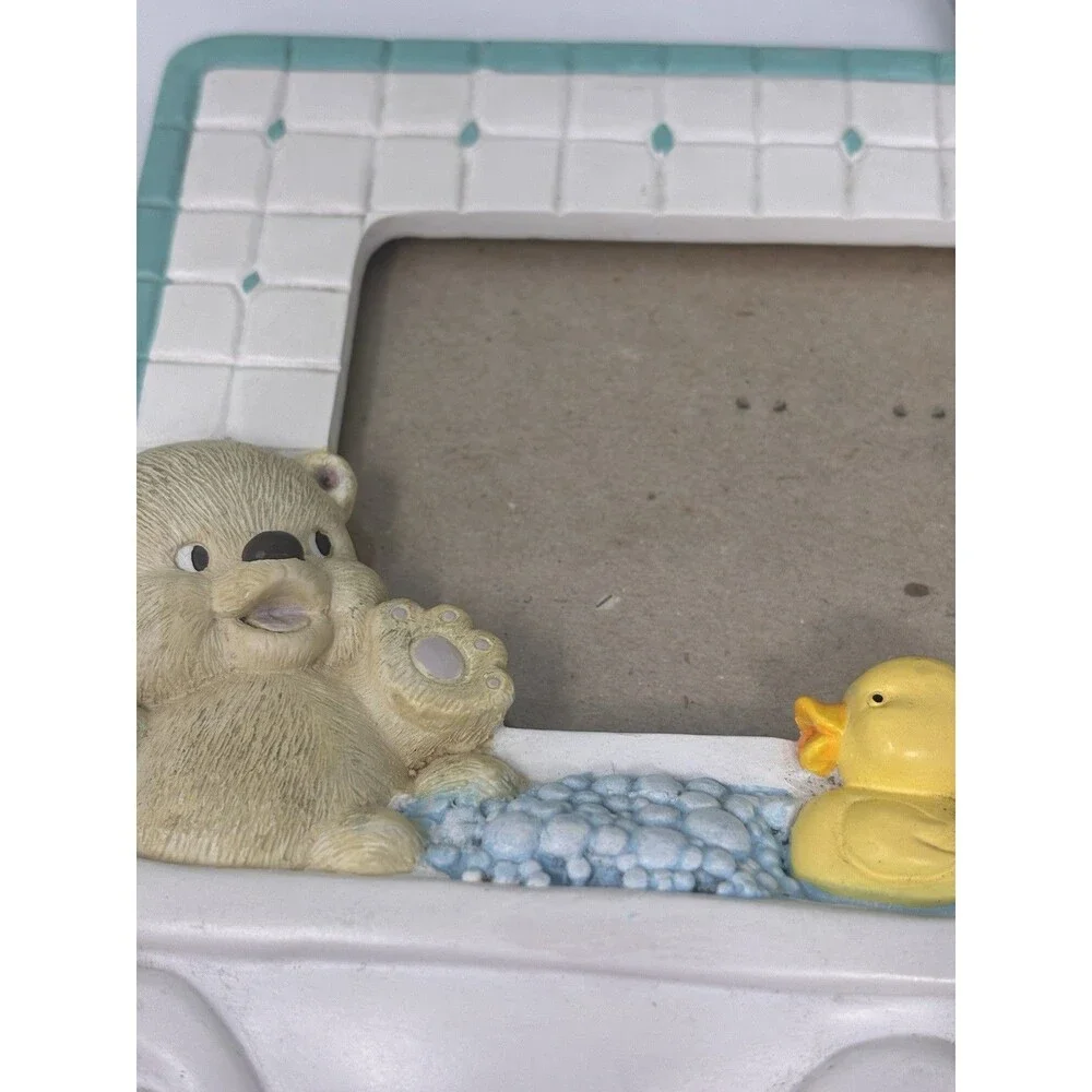 Vintage 1992 Burnes Baby Nursery Ceramic 3D Picture Frame Bath Time Elephant
